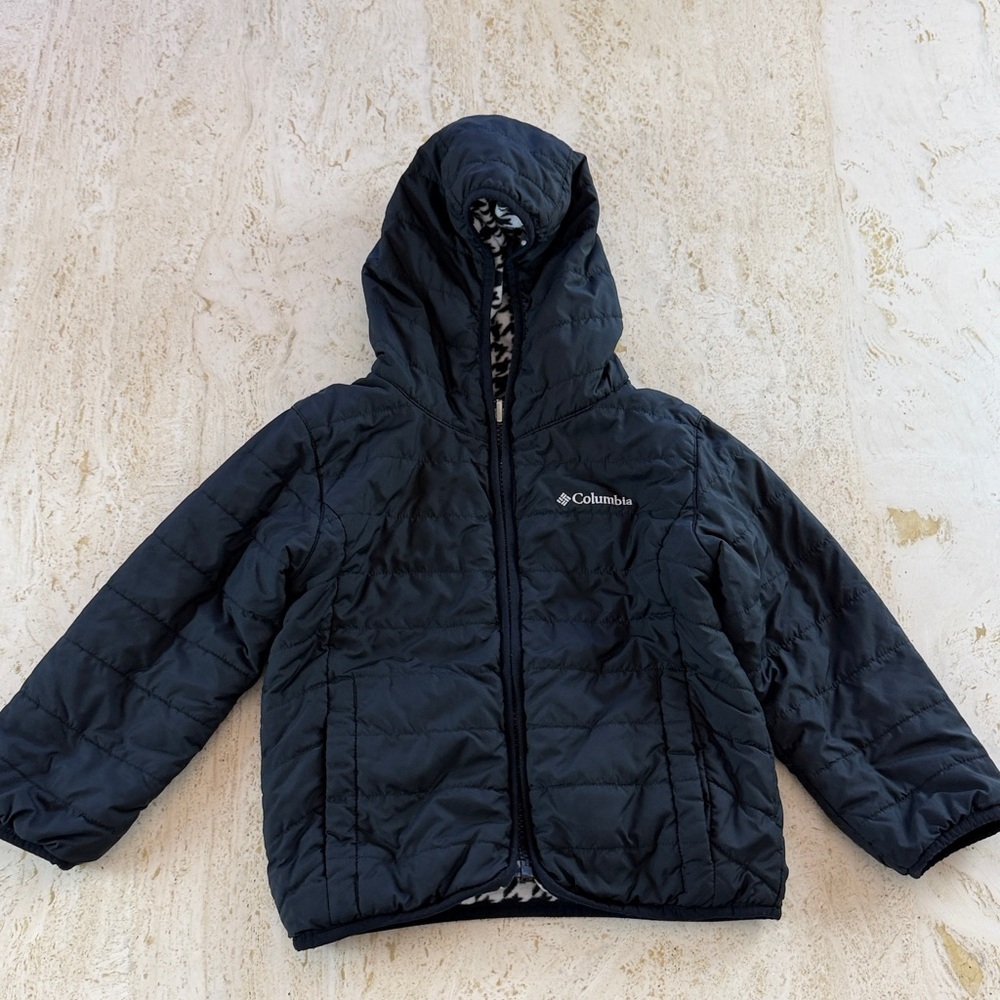 Columbia Reversible Jacket black white houndstooth Toddler Girl 4T - Picture 2 of 16